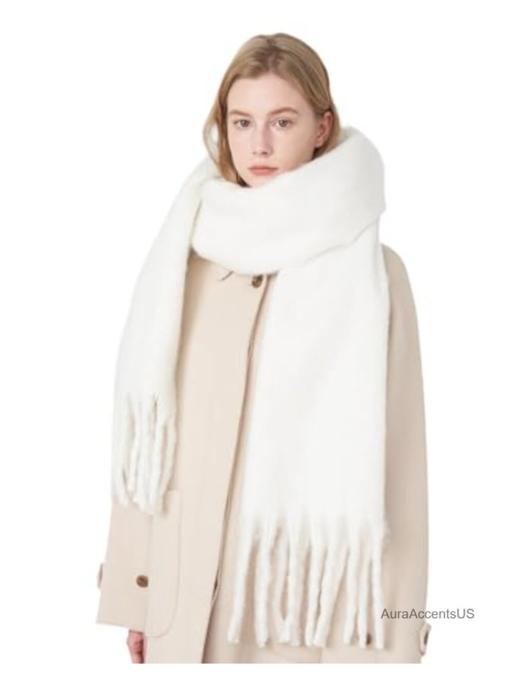 Oversized Chunky Knit Blanket Scarf for Women, Soft Cashmere Feel Winter Wrap